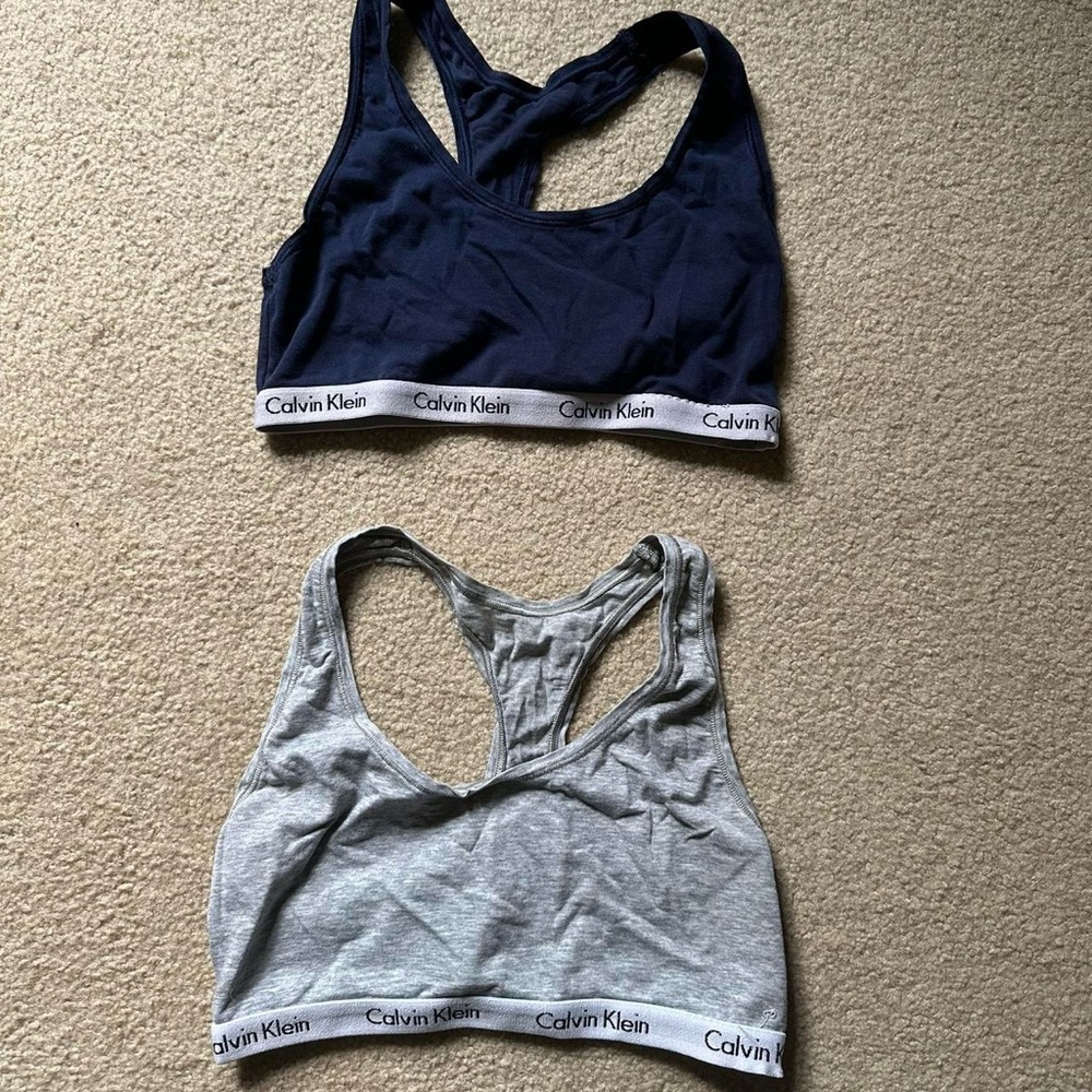Calvin Klein Blue and Gray Sports Bra Duo